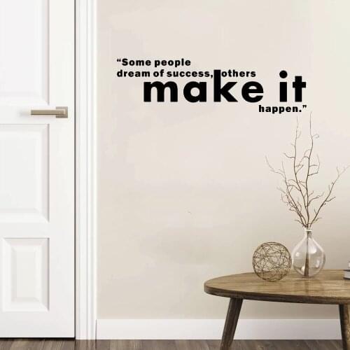 Inspirational Quotes Wall Sticker Make it Happen Wall Decal For Office Company Classroom Library Decor Vinyl Art DW6562