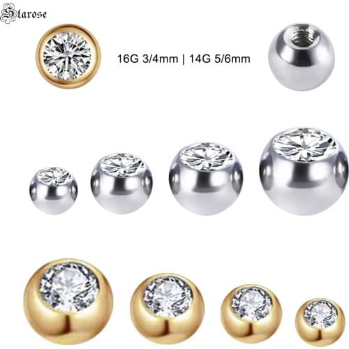 10Pcs 16Gx3/4mm 14Gx5/6mm Screw Ball End Beads Stud Earring Earplugs Replacement Spare Parts Helix Piercing Jewelry Accessories