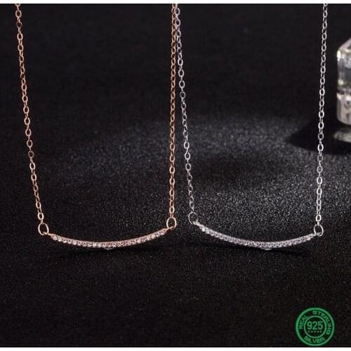 For women 925 Sterling Silver Diamond Smile Necklace Korean Star Same Simple and Sweet lovely and beautiful girl Jewelry gift