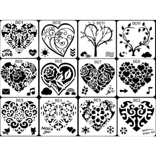 1pc Love Heart Theme Stencil DIY Walls Layering Painting Template Decoration Scrapbook Diary Coloring Embossing Album Reusable