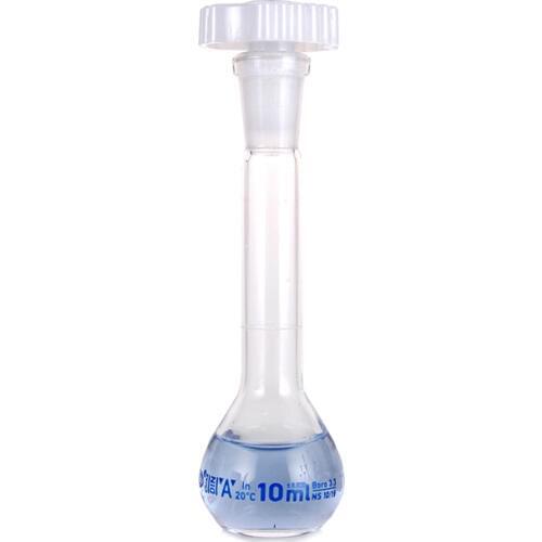 10ml Transparent Lab Borosilicate Glass Volumetric Flask with plastic Stopper Office Lab Chemistry Clear Glassware Supply