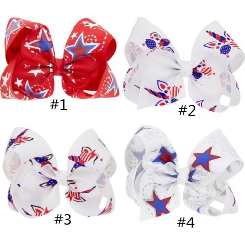 10pcs/lot , 12*7cm American independence day princess ribbon bow with clip in ducks beak