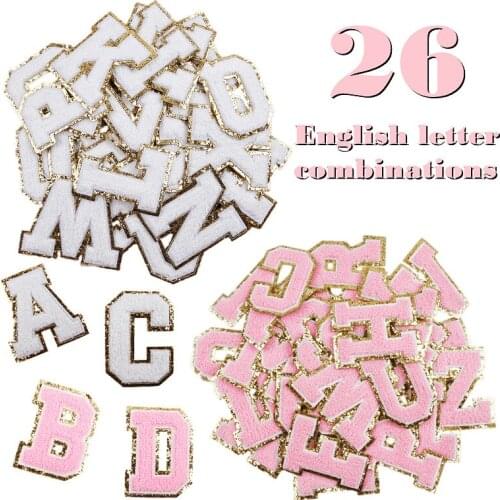 26Pcs A-Z Plush Embroidered English Letters Towel Patches High Quality Alphabet Name DIY Appliques Sticker For Clothing Decor