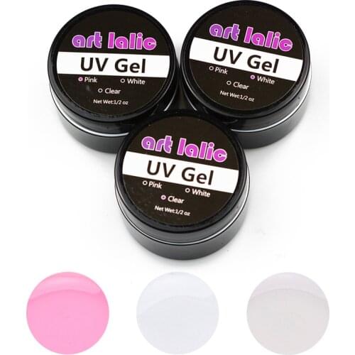 3 Pcs UV Nail Tips Gel Set White Pink Clear Color Finger Extension Crystal Gel For French Nail Art Decoration