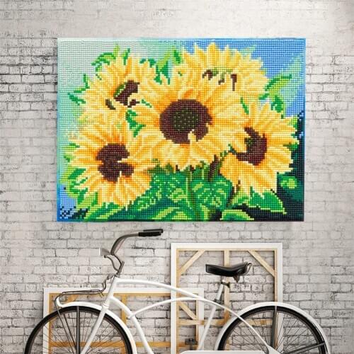5D DIY Diamond Painting Sunflower Flower Decoration For Home Handicraft Mosaic Full Display Picture Diamond Art With frame