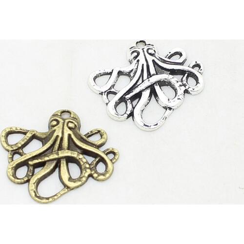 60pcs 20*24mm Fashion Vintage Metal Zinc Alloy Animals Octopus Pendant Charms Fit Jewelry Necklace Pendant Charm Making 3C444