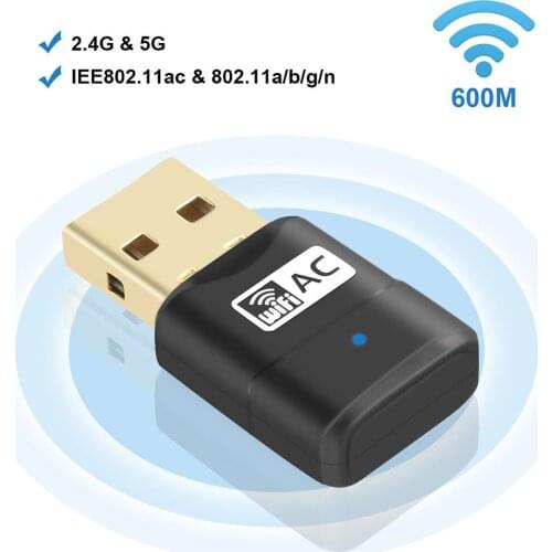 600Mbps high-speed WiFi USB adapter 802.11ac wireless network adapter, dual-band fast 2.4GHz (150Mbps) /5GHz (433Mbps)