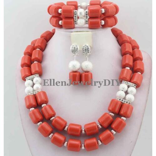 African beads Jewelry Sets Nigerian Wedding Beads Jewelry Set Bridal Statement Coral beaded Jewelry Set Free Shipping W12028