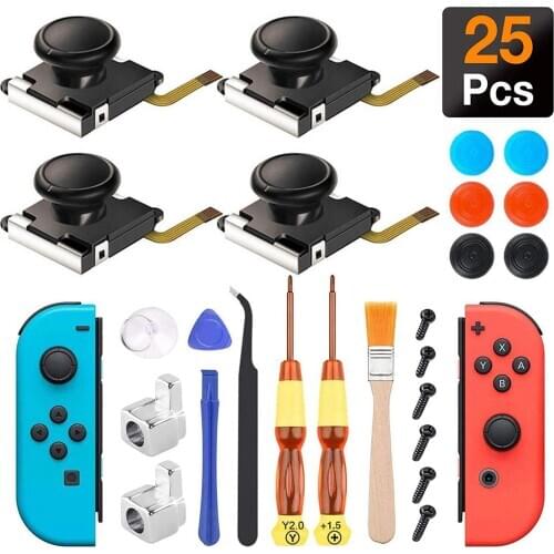 Bevigac 25PCS 3D Analog Gamepad Thumb Stick Joystick Controller Replacement Repair Tools Kit Compatible with Nintendo Switch NS