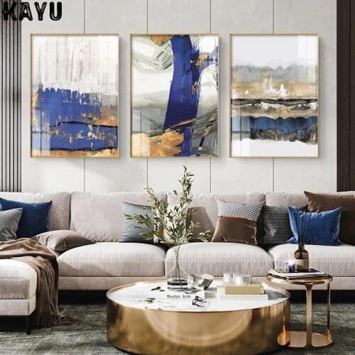 Brilliant Blue Modern Light Luxury Style Living Room Home Decoration Abstract Wall Restaurant Study Printing Hanging Painting