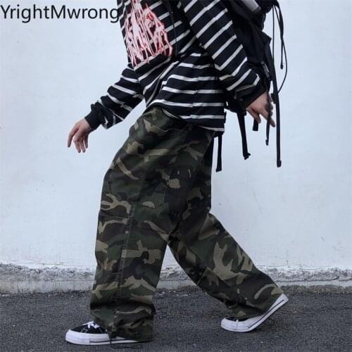 Loose Straight Jogger Hip Hop Side Pocket Cargo Camouflage Camo Pant Woman Man Tracksuit Streetwear Japan Fashion Plus Techwear
