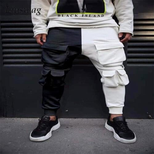 Autumn Male Casual Elastic Waist Cargo Pants Fashion Patchwork Pockets Pencil Pants Winter Men Sports Slim Trousers Sweatpants