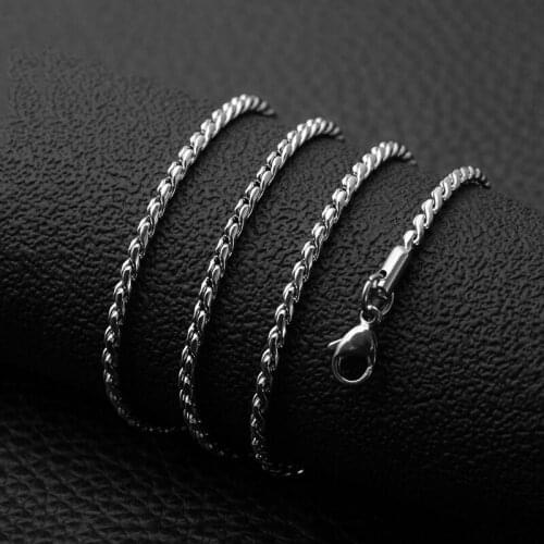 Silver Color Twist Rope Chains Stainless Steel Necklaces Width 2mm 2.5mm Hiphop Long Chain DIY Jewelry Women Men Kolye