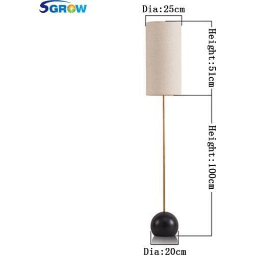 SGROW Cylindrical Fabric Lampshade Floor Lamp Light Fixtures Iron Base Standing Lights With E27 Bulb Indoor Lighting for Bedroom
