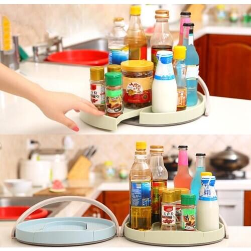 Double-layer Rotatable Multi-function Can Drinks Rack Kitchen Storage Organizer