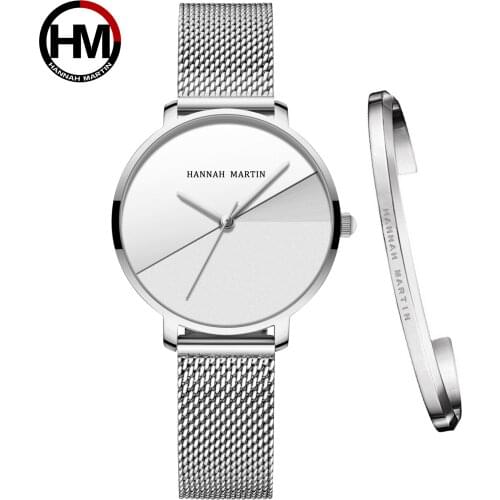 Drop Shipping Personality Design Watch & Bracelet Women Japan Quartz Stainless Steel Wristwatches Waterproof Ladies Watches