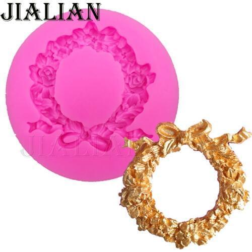 Beautiful Flowers garland silikon form chocolate wedding cake decorating tools DIY wreath fondant silicone mold T0164