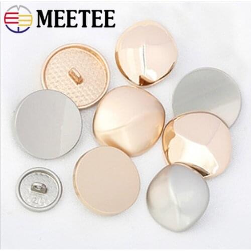 Meetee 10pcs 15-28MM Women Coat Button Metal Round Shank Sewing Buttons for Jacket Decoration Buckle DIY Craft Manual Accessory