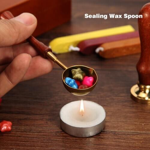 Retro Fire Wax Seal Stamp Metal Wax Stick Vintage Wood Handle Sealing Wax Spoon 11.5x3cm Product Size Is Small And Exquisite