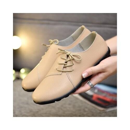 Spring summer shoes white Genuine leather Doug shoes Female soft comfortable non-slip Pregnant women shoes flat mother shoes