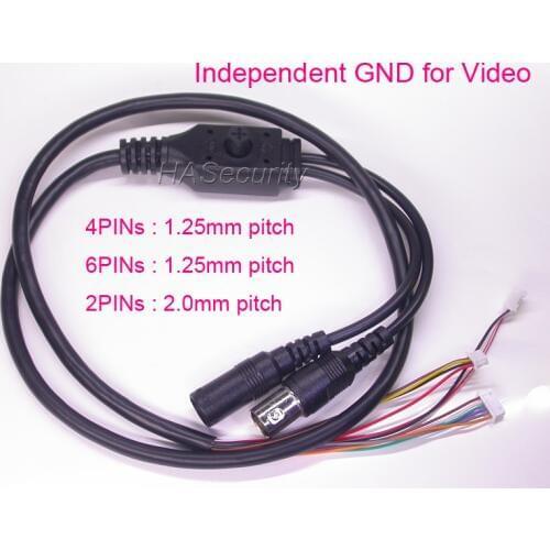 Independent GND for Video OSD cable 6PINs + 4PINs (1.25mm pitch) + 2PINs for CCTV camera PCB board module installation assembly