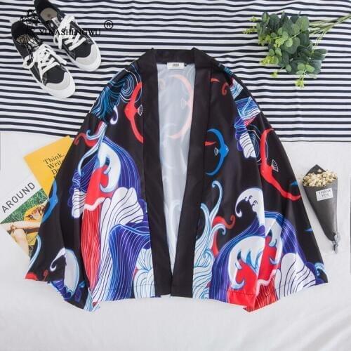 Yukata Robe Women Japan Kimonos Cardigan Men Japanese Traditional Kimono Kimono Femme Loose Thin Coat Unisex Beach Casual Shirt