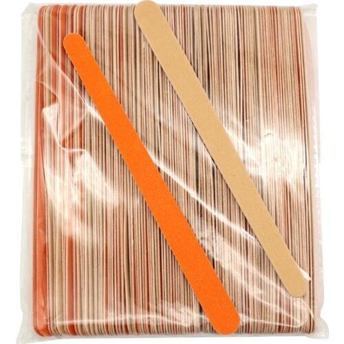 100pcs Double-sided Nail Files Block Wooden Sandpaper Nail Polish Tool Slim Emery Board Manicure Disposable lime a ongle File