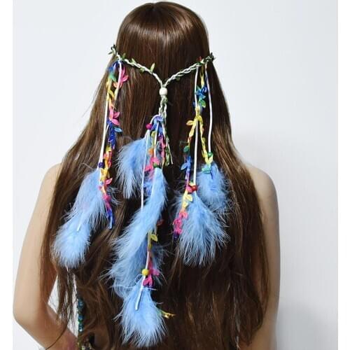 Ethnic Afghan Women Feather Hairband Hairband Boho Headband Headpiece Bohemian Tassel Hair Accessories Folk Hairgrip Jewelry