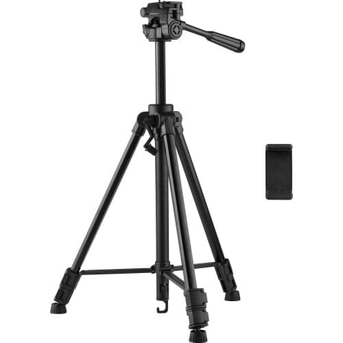Adjustable Height Tripod Stand Aluminum Alloy 3-Section 3-Way Hydraumatic Head Universal 1/4 Mounting For DSLR/Mirrorless camera