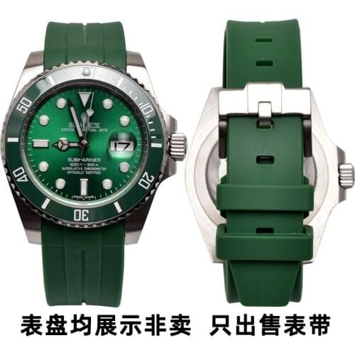 WatchBands Rubber Silicone watch Strap for Rolex Green Black Water Ghost Submariner Series 116610 Waterproof Watch Band Green
