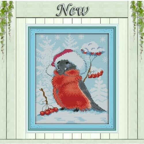 Christmas bird,counted printed on canvas DMC 11CT 14CT Cross Stitch kit,needlework Set embroider,animal winter scenic Home Decor