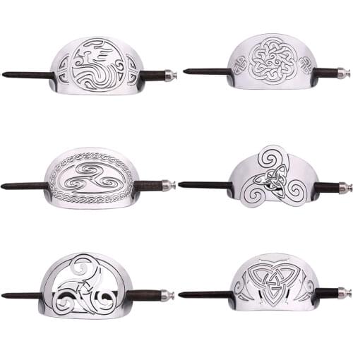 Skyrim 1pc Hollow out Handmade Metal Silver Plated Hair pins Bohemian Geometric Retro Natural Wooden vintage Hair Clip For Women