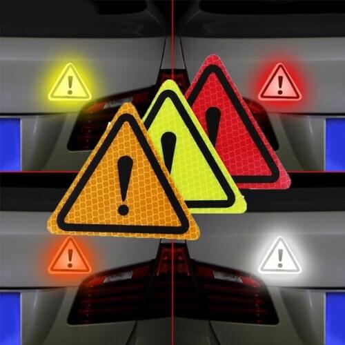 Car Reflective Stickers Triangle Exclamation Mark Warning Sign Decoration Sticker Night Driving Safety Red Anti-Collision Strip