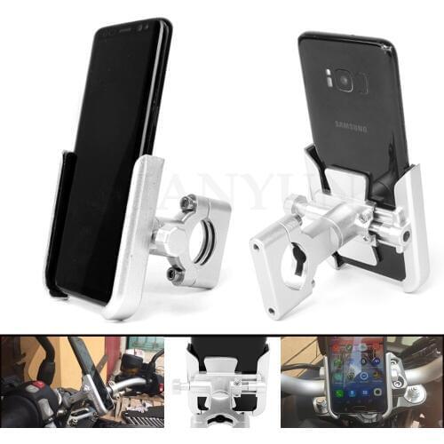 Universal Aluminum Motorcycle Phone Mount Adjustable Anti Shake Metal Bike Phone Holder for BAJAJ Benelli BJ600GS Vespa HYOSUNG