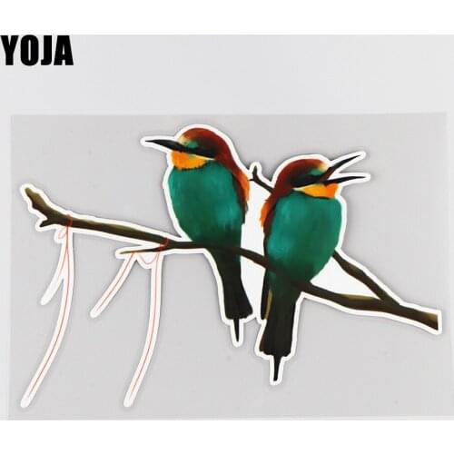 YOJA 20.4×13.5CM Bird On Branch Cute Cartoon Scratch Occlusion Decoration Classic Body Car Sticker 19B-0055
