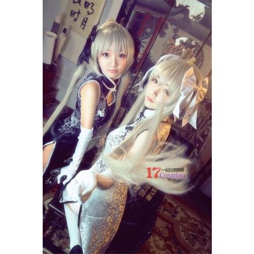 Kasugano Sora Cosplay Cheongsam Anime Yosuga no Sora Cosplay Costumes Free Shipping (Cheongsam + Glove + Hair Accessory)