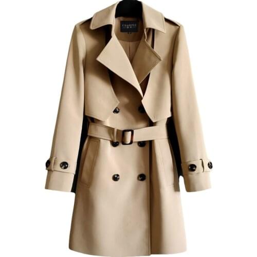 Spring Mid-Length Fake Two Trench Coat Women New Fashion Plus Size Double Breasted Windbreaker Ladies Outerwear Tide 4XLH1283