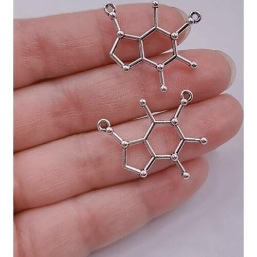 10pcs Chemistry Molecule Charms Geometric Molecule Polygon Bar Pendant Jewelry Making DIY Handmade Craft Accessories