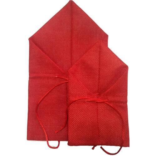 10pcs/lot Red Linen Jute Bags Wedding Party Favor Burlap Gift bag Drawable Jewelry Pouch Bag Nice Candy Bracelet Packaging Bags