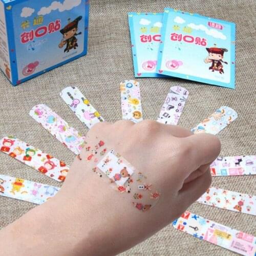 100pcs Waterproof Breathable Cute Cartoon Band Aid Hemostasis Adhesive Bandages First Aid Emergency Kit Survival Kit