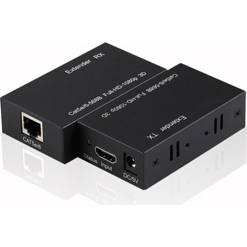 1080P 60m HDMI-compatible Extender Repeater Over Cat 5e 6 Cat7 Ethernet Cable Rj45 Transmitter TX RX Extender Laptop To Monitor