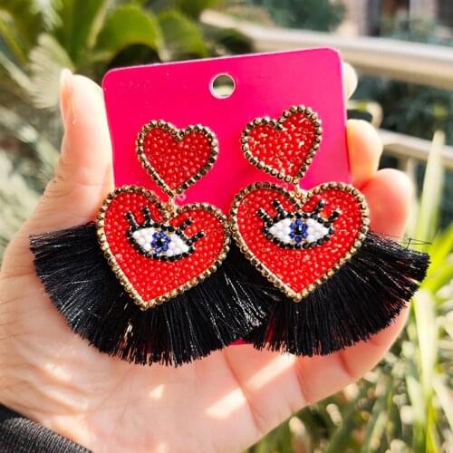 2020 New Women Earrings Fashion Crystal Beads Tassel Dangle Earrings Jewelry Accessories Big Statement Earrings Accessories Gift