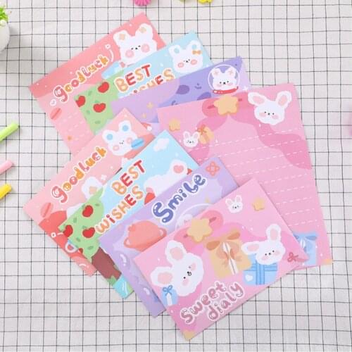 5 Sets Envelopes with Letter Paper Cute Cartoon Letter Pads Cover Kawaii Wedding Party Postcards Gift Bags Office Stationery
