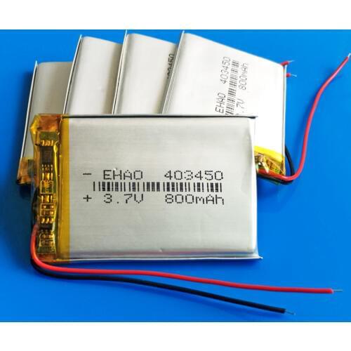 5 pcs 3.7V 800mAh Polymer Lithium Rechargeable battery Lipo batteries 403450 043450 for smart phone DVD mp3 mp4 Led Lamp camera