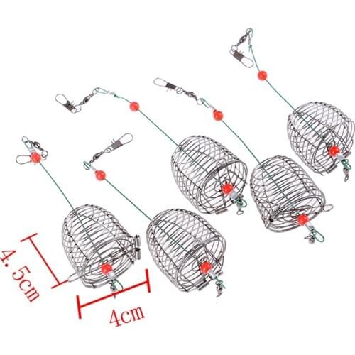 5Pcs Stainless Steel Wire Fishing Lure Conical Cage Fish Bait Lure Fishing Accessory Bait Cage Fishing Trap Basket Feeder Holder