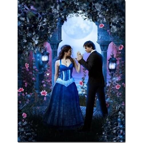 5D Diamond Painting The Vampire Woman Full Square Round Diamond Embroidery Couples Portrait Rhinestones Mosaic Hobby Art A885