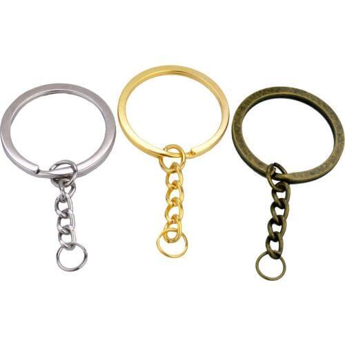 10pcs/lot Key Ring Key Chain Rhodium Gold Bronze Color Long 60mm Round Split Keychain Keyrings Jewelry Making Wholesale
