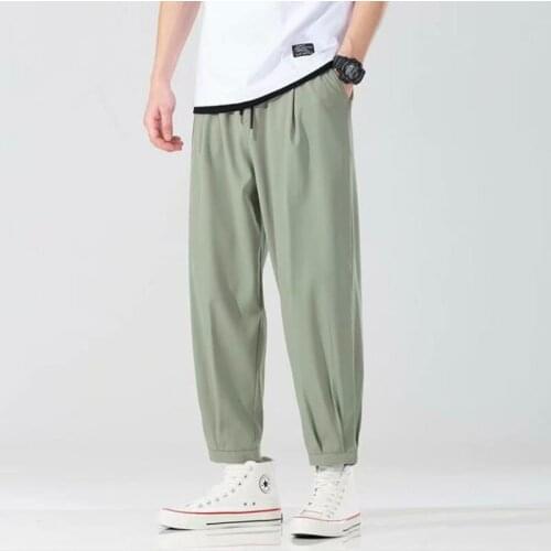 Mens Ice Silk Thin Trousers Korean Streetwear Men Summer Pants Fashion Loose Male Casual Harem Pants