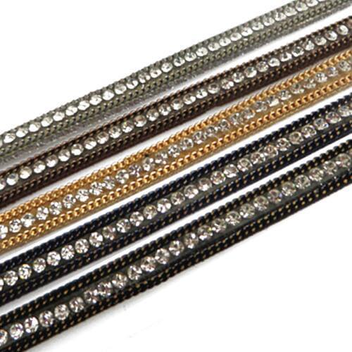 1.2 Meter/Pcs Suede Velvet Leather Paste Chain Margin With Crystal Cord For DIY Fitting ACC