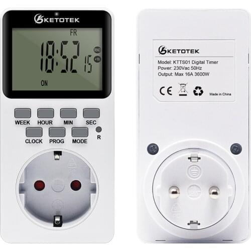 Digital EU Plug Timer Switch Socket With Timer Outlet Energy Saving Kitchen Timer Week Hour Counter Programmable Timing Socket